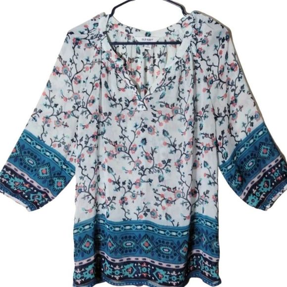 Old Navy Tops 63old Navy Floral Sheer Peasant Top 34 Sleeve